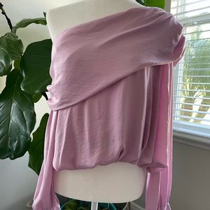 FREE PEOPLE OFF SHOULDER SILK BLOUSE